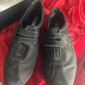 COPY - Munro Sport Joliet Hook & Loop Strap Suede and Fabric Sneakers Black